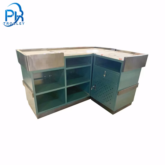 緑色の粉体塗装されたスーパーマーケットのレジ