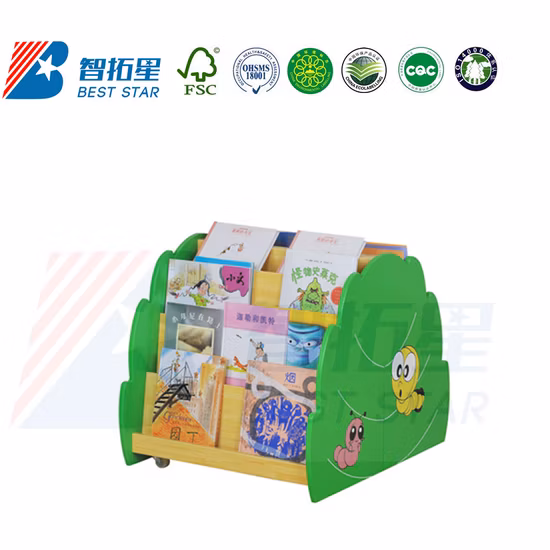 Kids Cartoon Bookcase Bookshelf, School Library Book Rack, Kindergarten and Preschool Furniture, Playroom Furniture, Wooden Display Children Storage Book Shelf