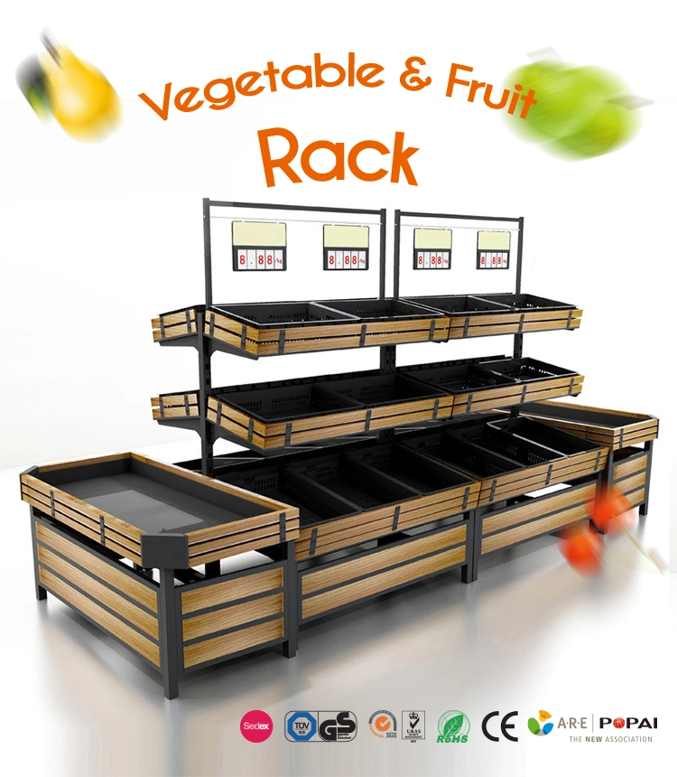 Wooden Awesome Stainless Steel Fresh Fruit and Vegetable Rack