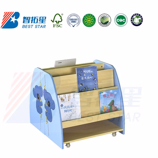 Kids Cartoon Bookcase Bookshelf, School Library Book Rack, Kindergarten and Preschool Furniture, Playroom Furniture, Wooden Display Children Storage Book Shelf