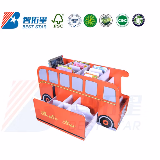 Kids Cartoon Bookcase Bookshelf, School Library Book Rack, Kindergarten and Preschool Furniture, Playroom Furniture, Wooden Display Children Storage Book Shelf