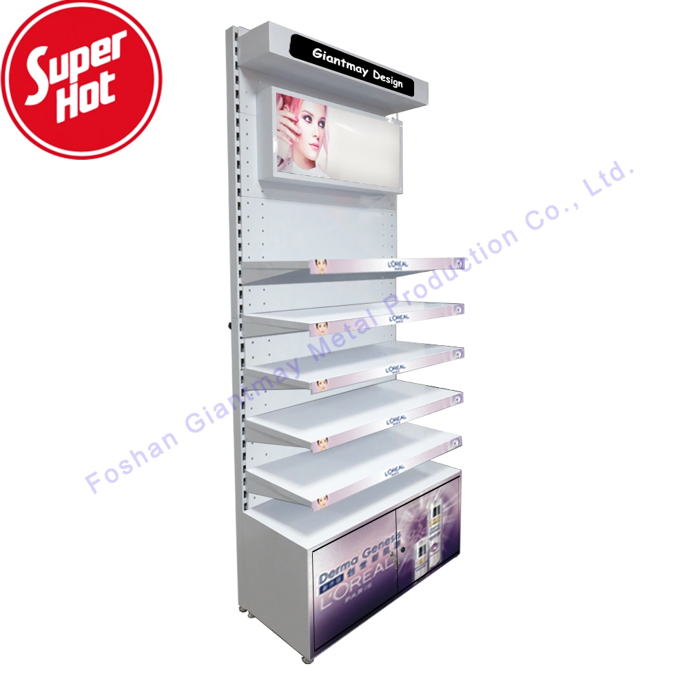 Customized Metal Cosmetics Make up Display Shop Cosmetic Makeup Shelf