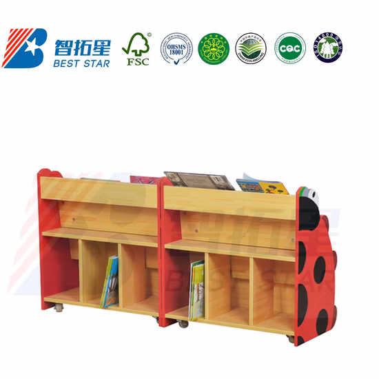 Kids Cartoon Bookcase Bookshelf, School Library Book Rack, Kindergarten and Preschool Furniture, Playroom Furniture, Wooden Display Children Storage Book Shelf