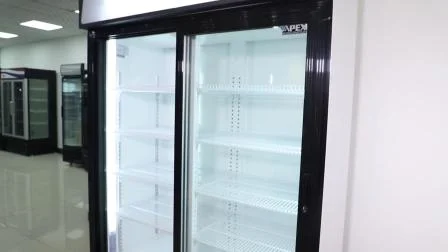 ホットセールスーパーマーケット両開きドア縦型ディスプレイ冷凍装置